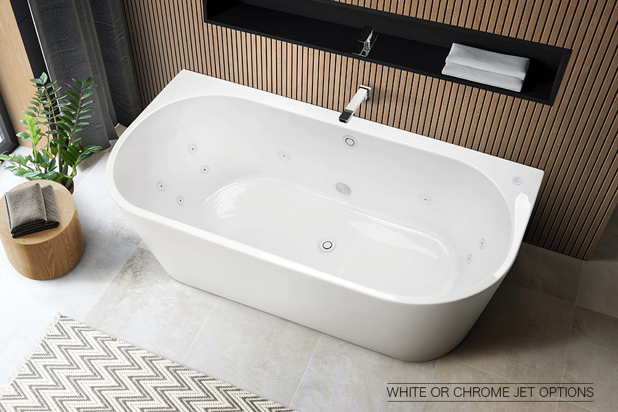 Alegra Contour Back-To-Wall Freestanding Bath — White Baths, Acrylic Baths, Back to Wall & Corner Baths, Spa Baths
