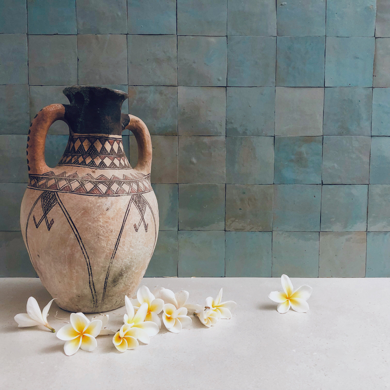 Medina Aquamarine Blue Moroccan Zellige Square Tile