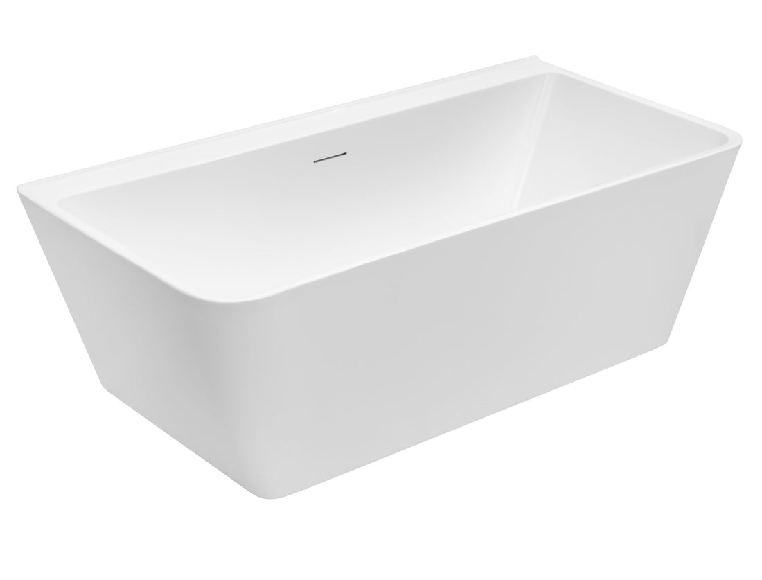 Aria 1500/1700 Back-To-Wall Freestanding Bath with Integrated Overflow — White Baths, Acrylic Baths