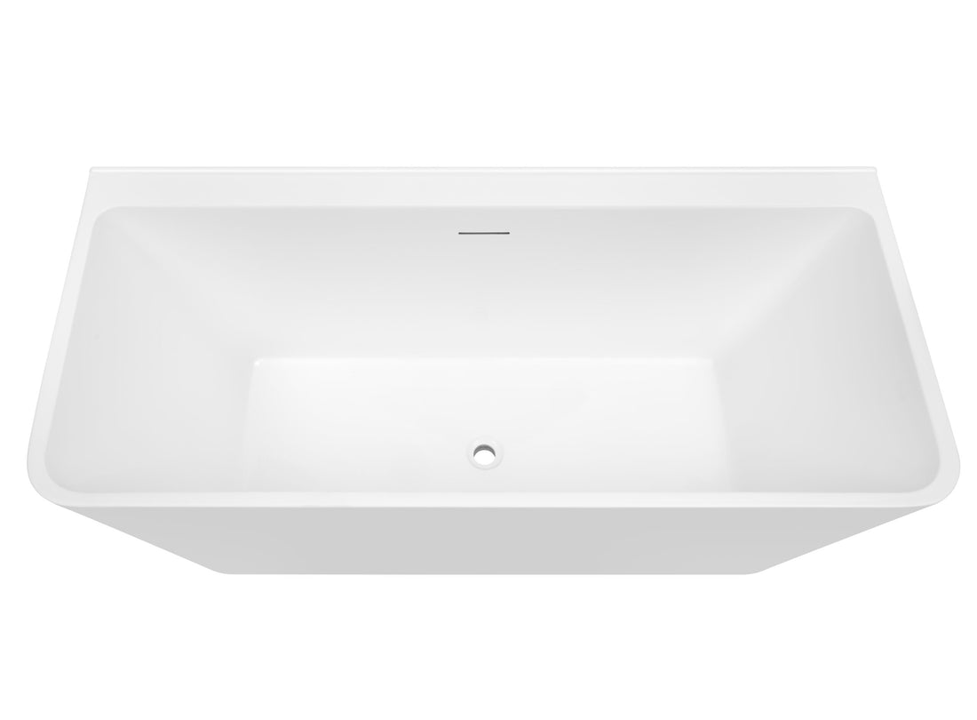 Aria 1500/1700 Back-To-Wall Freestanding Bath with Integrated Overflow — White Baths, Acrylic Baths