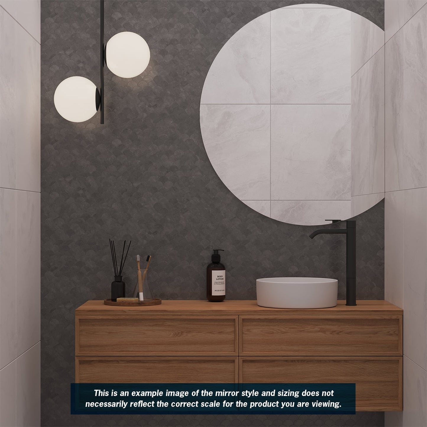 HD9075HND D-Shaped Polished Edge Mirror