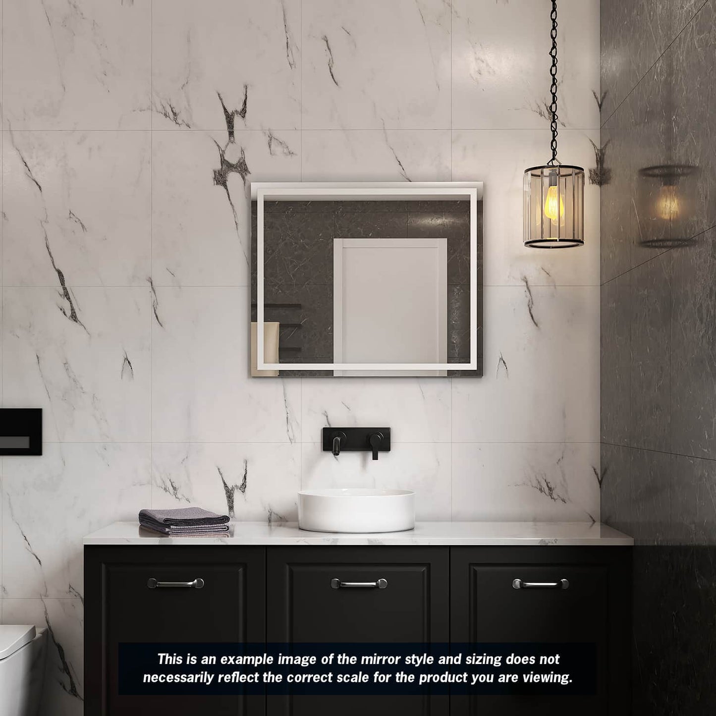 SS1280HND Rectangle Mirror with Sandblasted Border with Demister