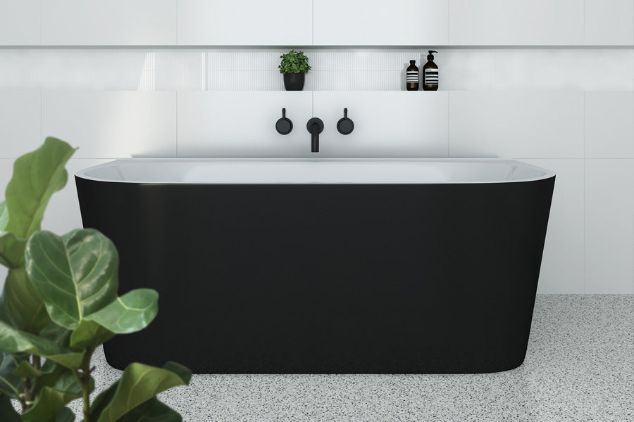 Alegra 1700 Back-To-Wall Freestanding Bath (Black)