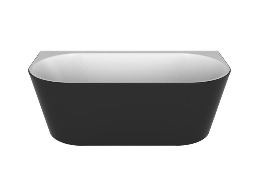 ALEGRA 1700 BACK-TO-WALL FREESTANDING BATH - OVERFLOW - BLACK & WHITE