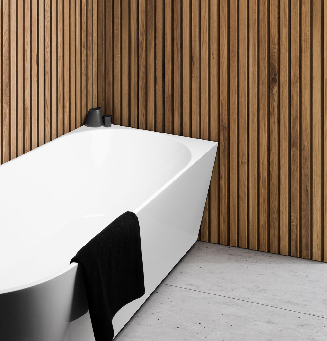 Auris Corner Back to Wall Bathtub - Gloss White