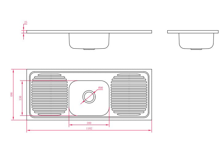 Stainless Kitchenette/Laundry Sink BK446D — Chrome & Stainless, Single Bowl Sink