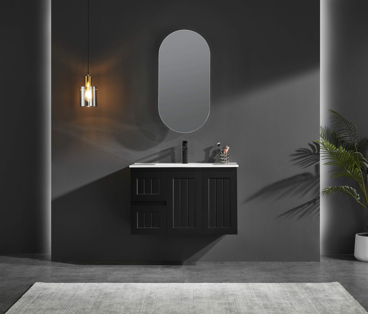 Allison Pill Shaving Cabinets 450x900x150 LK-MAPLSV4590 — Matte Black, Pill Shape Mirrors
