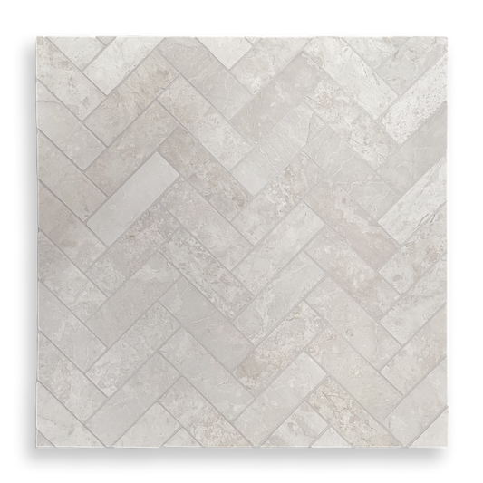 BALMAIN BOTTOCINO LIMESTONE TUMBLED NATURAL STONE HERRINGBONE MOSAIC