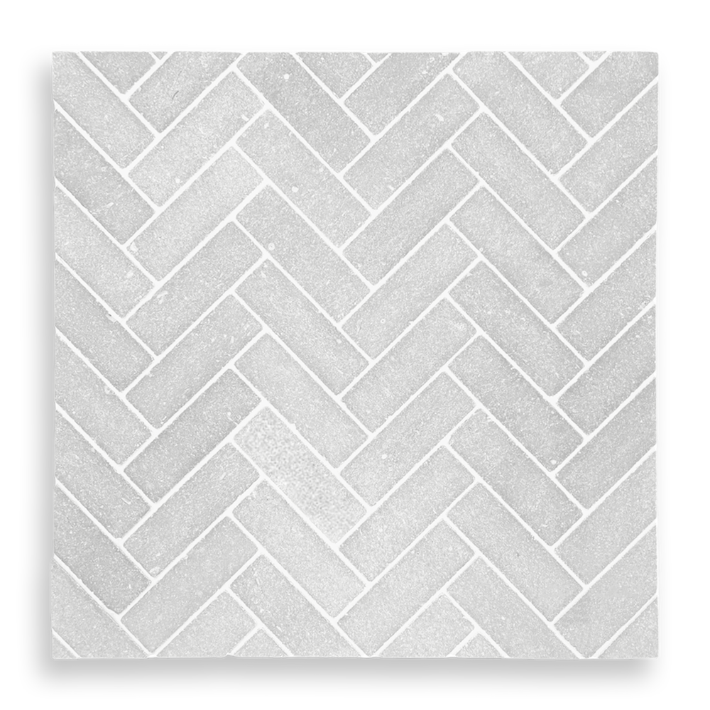 BALMAIN CINDER GREY TUMBLED NATURAL STONE HERRINGBONE MOSAIC