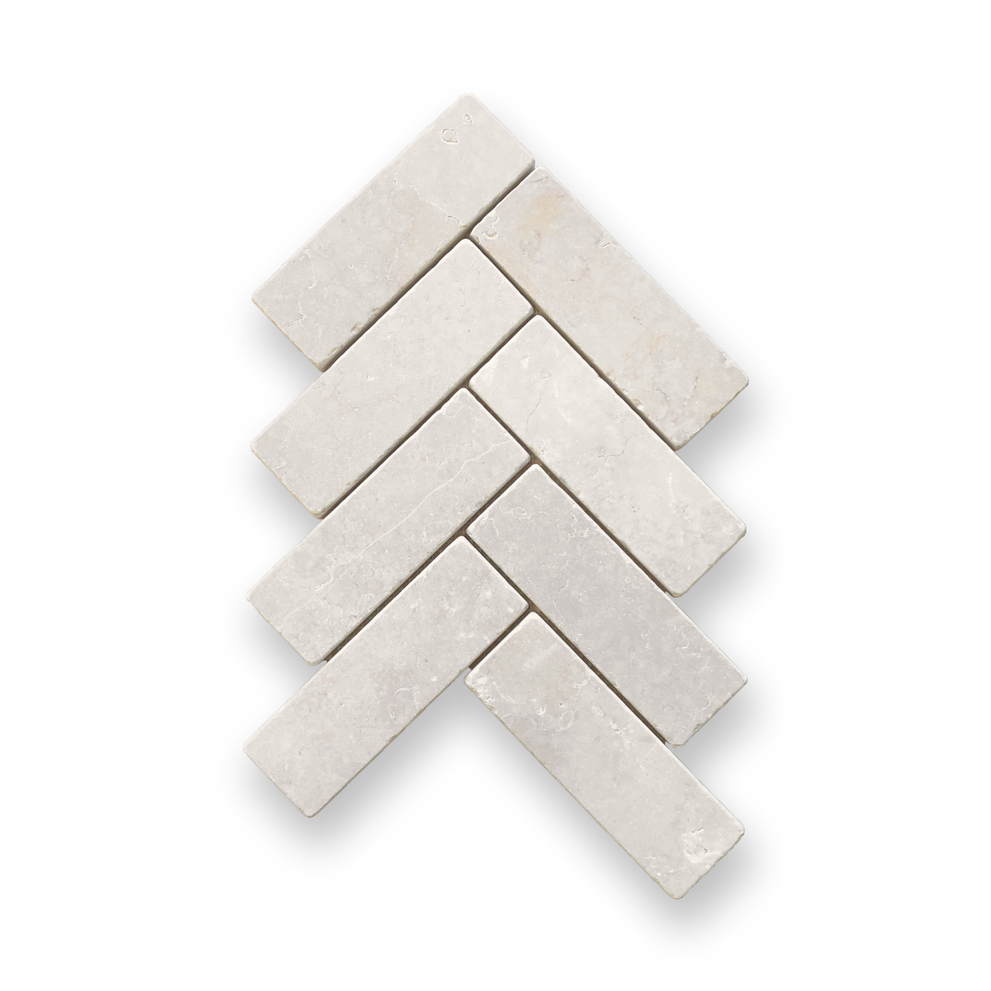 BALMAIN CREMA SERENA TUMBLED NATURAL STONE HERRINGBONE MOSAIC
