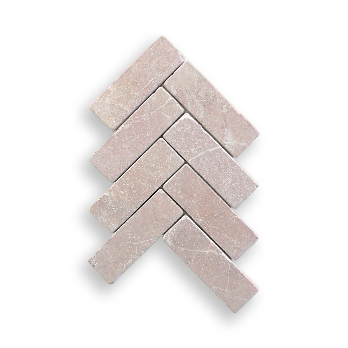 BALMAIN ROSADO TUMBLED NATURAL STONE HERRINGBONE MOSAIC