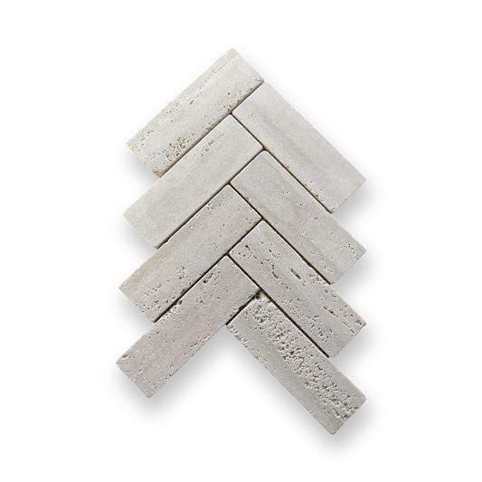 BALMAIN TRAVERTINE CLASSIC TUMBLED NATURAL STONE HERRINGBONE MOSAIC
