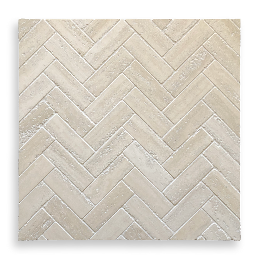 BALMAIN TRAVERTINE CLASSIC TUMBLED NATURAL STONE HERRINGBONE MOSAIC