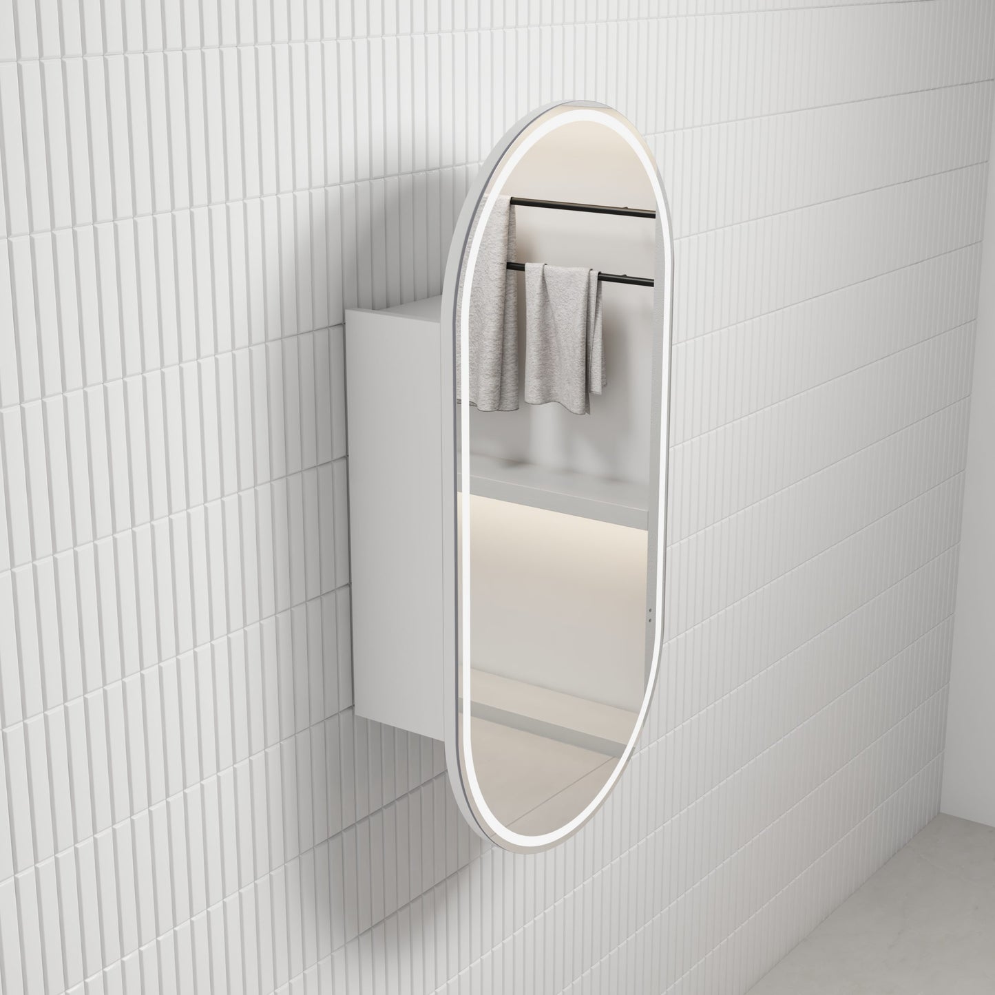 Beau Monde LED Shaving Cabinet Matte White