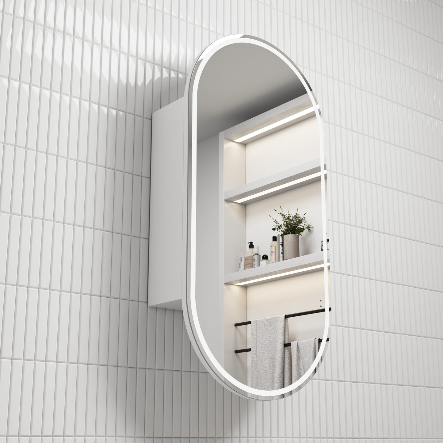 Beau Monde LED Shaving Cabinet Matte White
