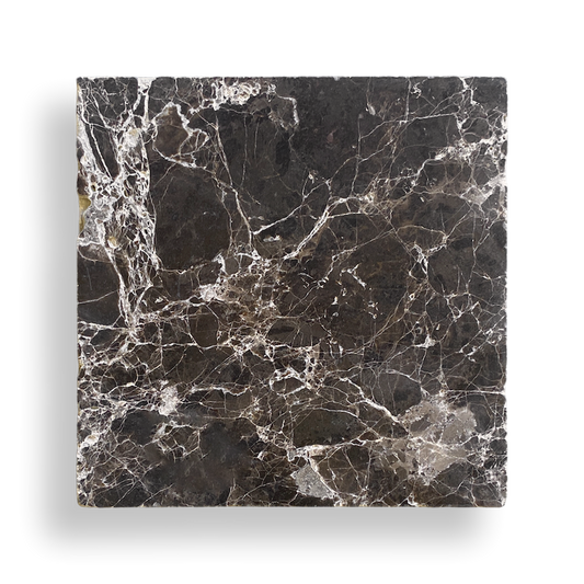 Burleigh Dark Emperador Tumbled Natural Stone Square Tile