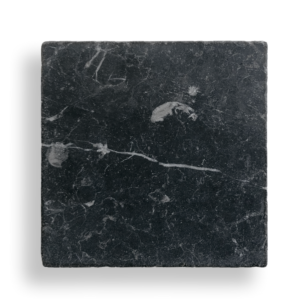 BURLEIGH NERO MARQUINA TUMBLED NATURAL STONE SQUARE TILE