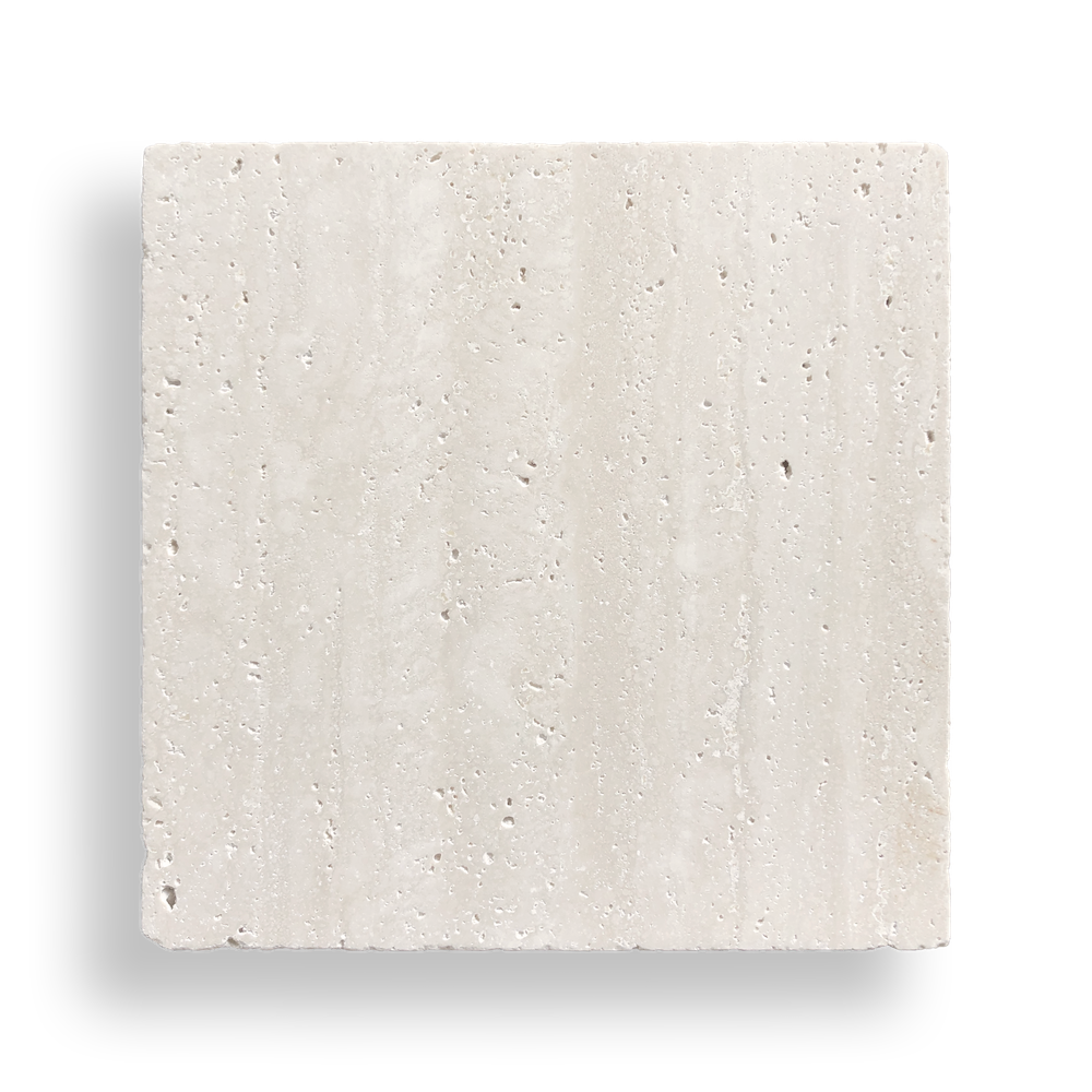 BURLEIGH TRAVERTINE CLASSIC TUMBLED NATURAL STONE SQUARE TILE - Sample