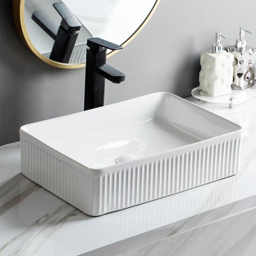Crete Flueted Fine Ceramic Above Counter Basin LK-CFA
