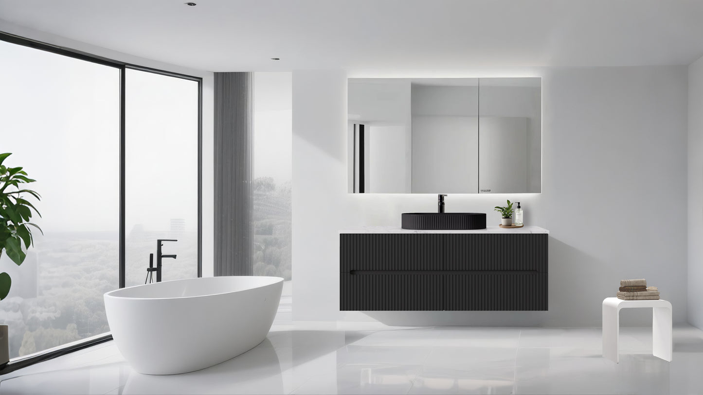 Cabarita Morden Wall Hung PVC Cabinet, Matte Black, LK-MC1500W-MB