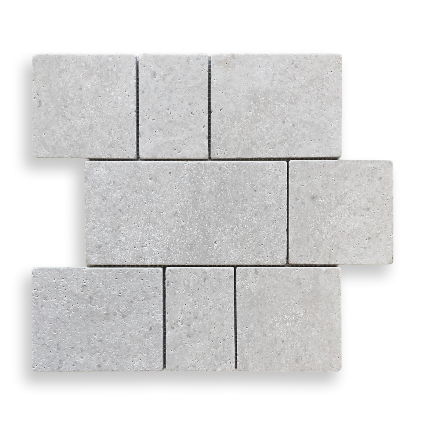 CALELLA GRIS TRAVERTINE RECTANGLE AND SQUARE MOSAIC TILE