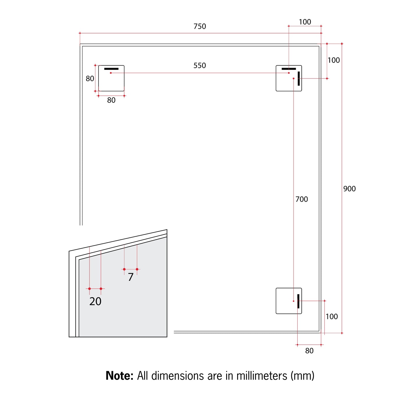 CS9075B Rectangular Black Framed Mirror
