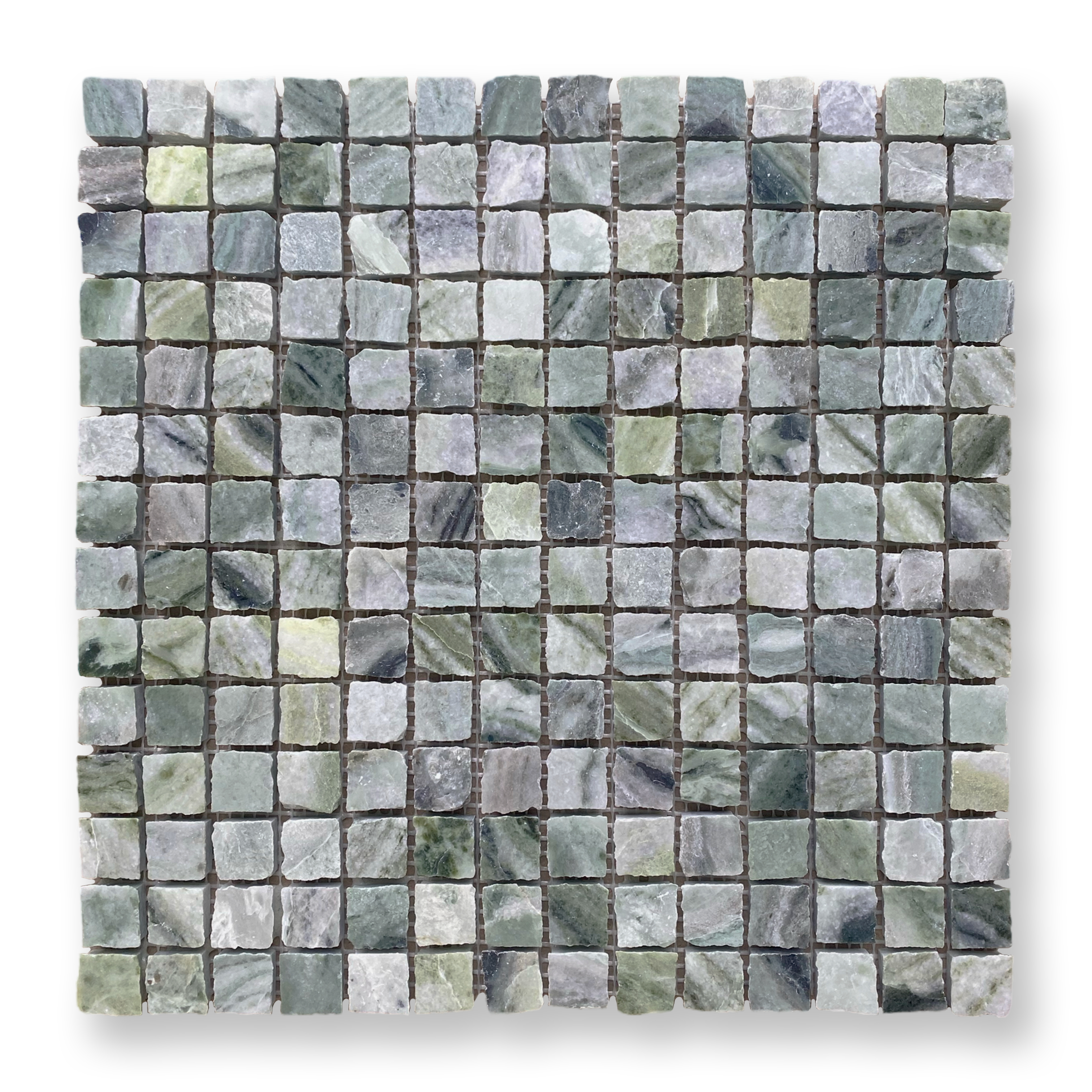 Cortona Amazonia Natural Stone Artisan Cut Small Square Mosaic Tile — Green, Square