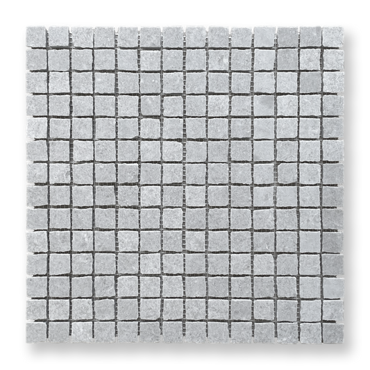 Cortona Cinder Grey Natural Stone Artisan Cut Small Square Mosaic Tile — Grey, Square
