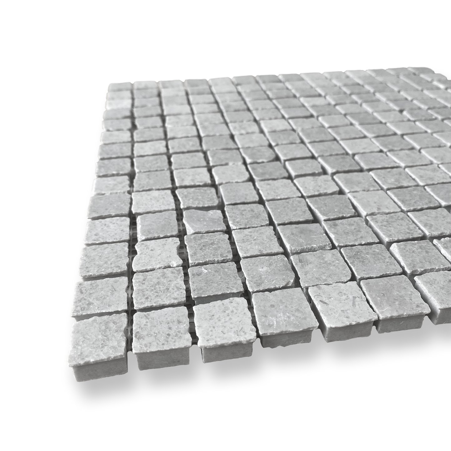 Cortona Cinder Grey Natural Stone Artisan Cut Small Square Mosaic Tile — Grey, Square