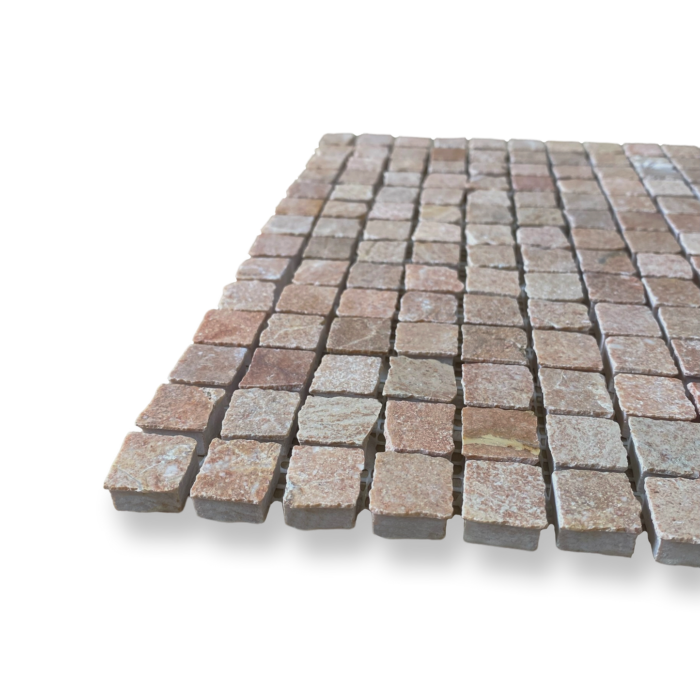 Cortona Rosa Murcia Natural Stone Artisan Cut Small Square Mosaic Tile — Pink, Square