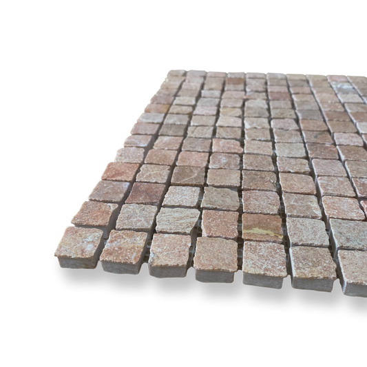 Cortona Rosa Murcia Natural Stone Artisan Cut Small Square Mosaic Tile — Pink, Square