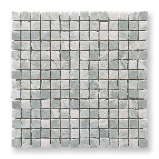 Cortona Verdi Cristallo Natural Stone Artisan Cut Small Square Mosaic Tile — Green, Square