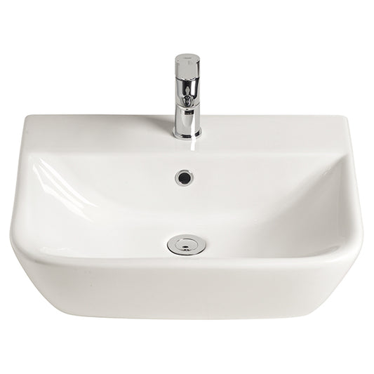 Cygnet 550 Wall Basin - 1 Taphole - Overflow - Inc Fixing Kit