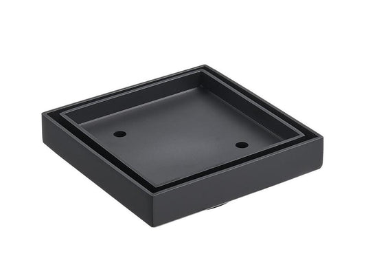 Black square tile insert floor drain (90 mm outlet)D333B