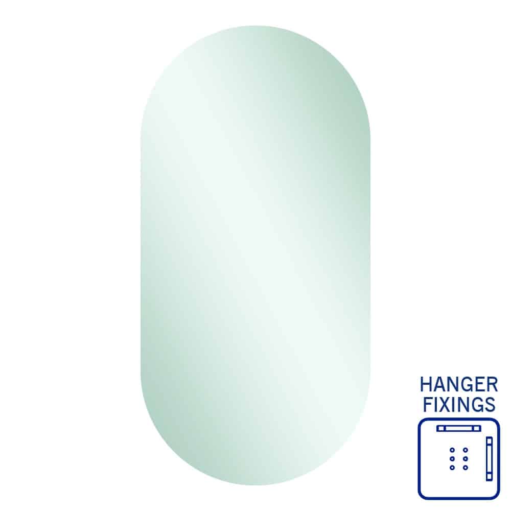 DP5010HN Pill Shape Polished Edge Mirror with Hangers