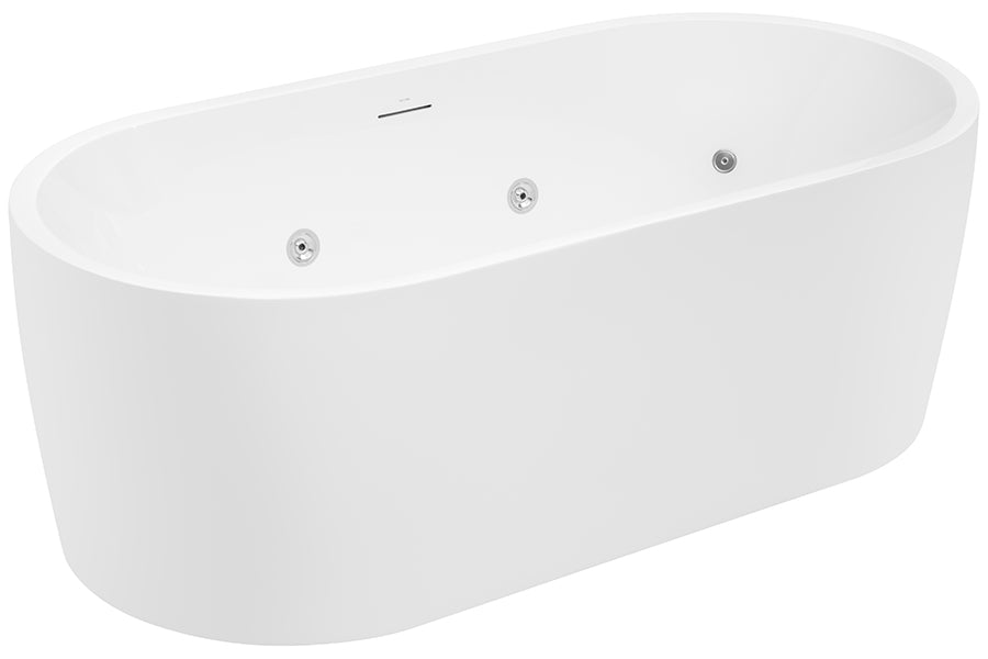 Elisi 1700 Freestanding Spa Bath 12-Jets with Integrated Overflow — White Baths, Acrylic Baths, Oval Baths