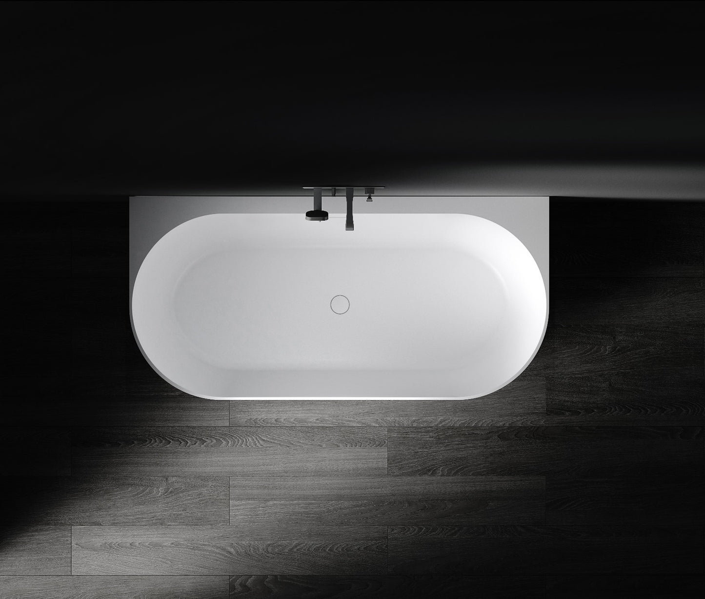 Eleni VX105-1700 Back to Wall Stone Bath with Overflow