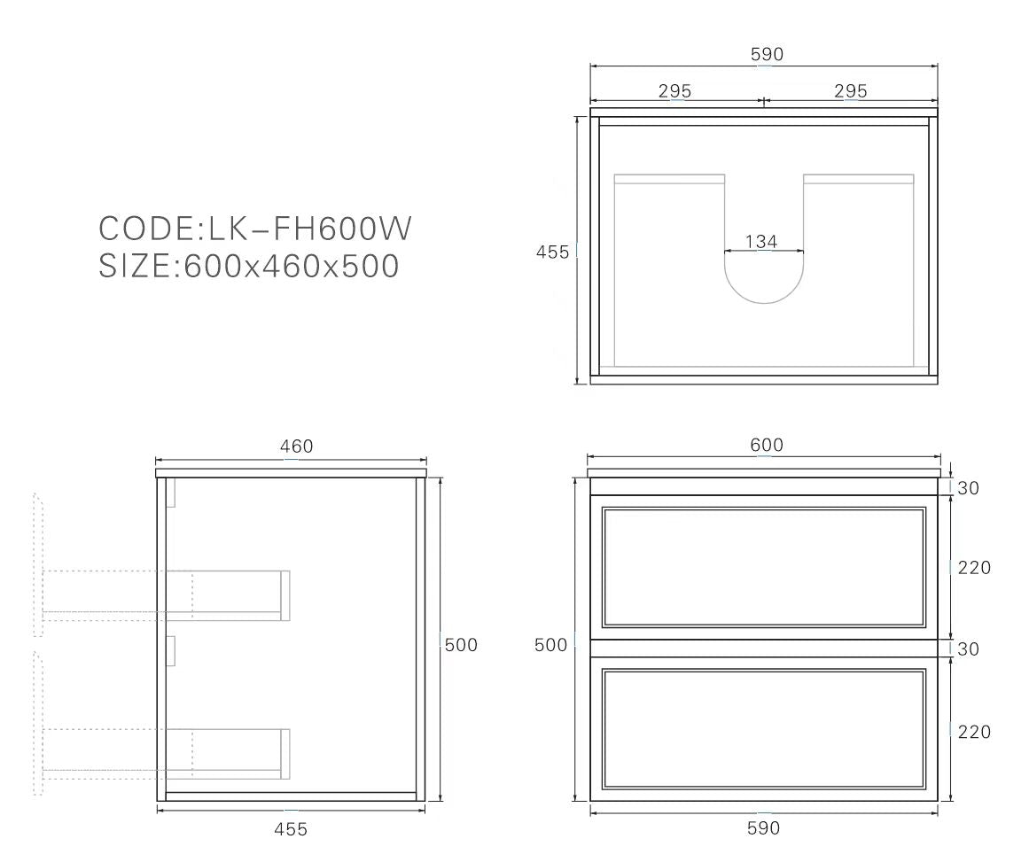 New Hamilton Federation Slim Wall Hung Cabinet Matte Grey LK-FH600NW-MG