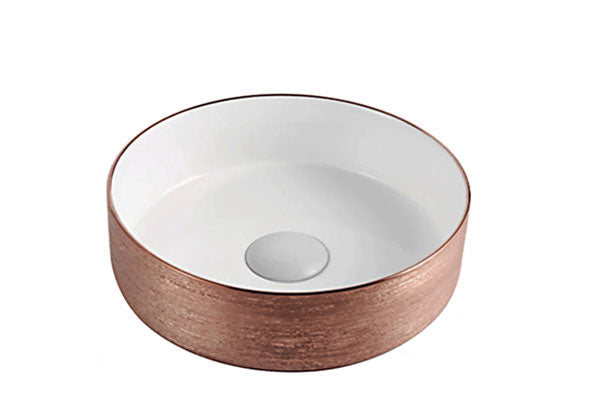 Florencia Counter Top Basin Gloss White/ Textured Bronze