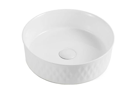 Florencia Counter Top Basin Gloss White/ Textured Diamond