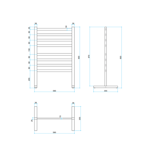 FS55E Straight Flat Free-Standing Polished Heated Towel Rail