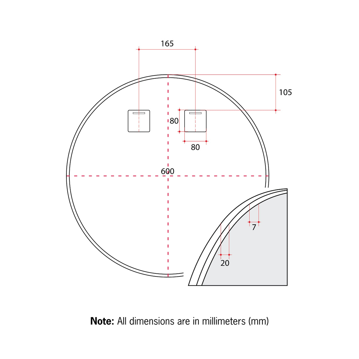 GR6060B Round Black Framed Mirror
