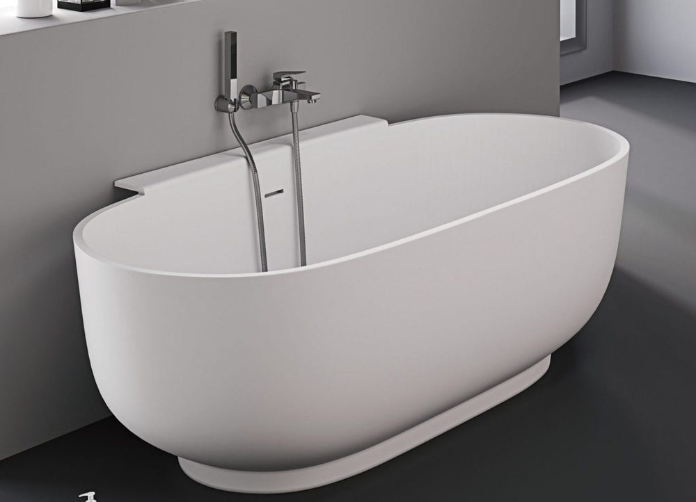 Abbey VX01-1700 Freestanding Back-to-Wall Stone Bath