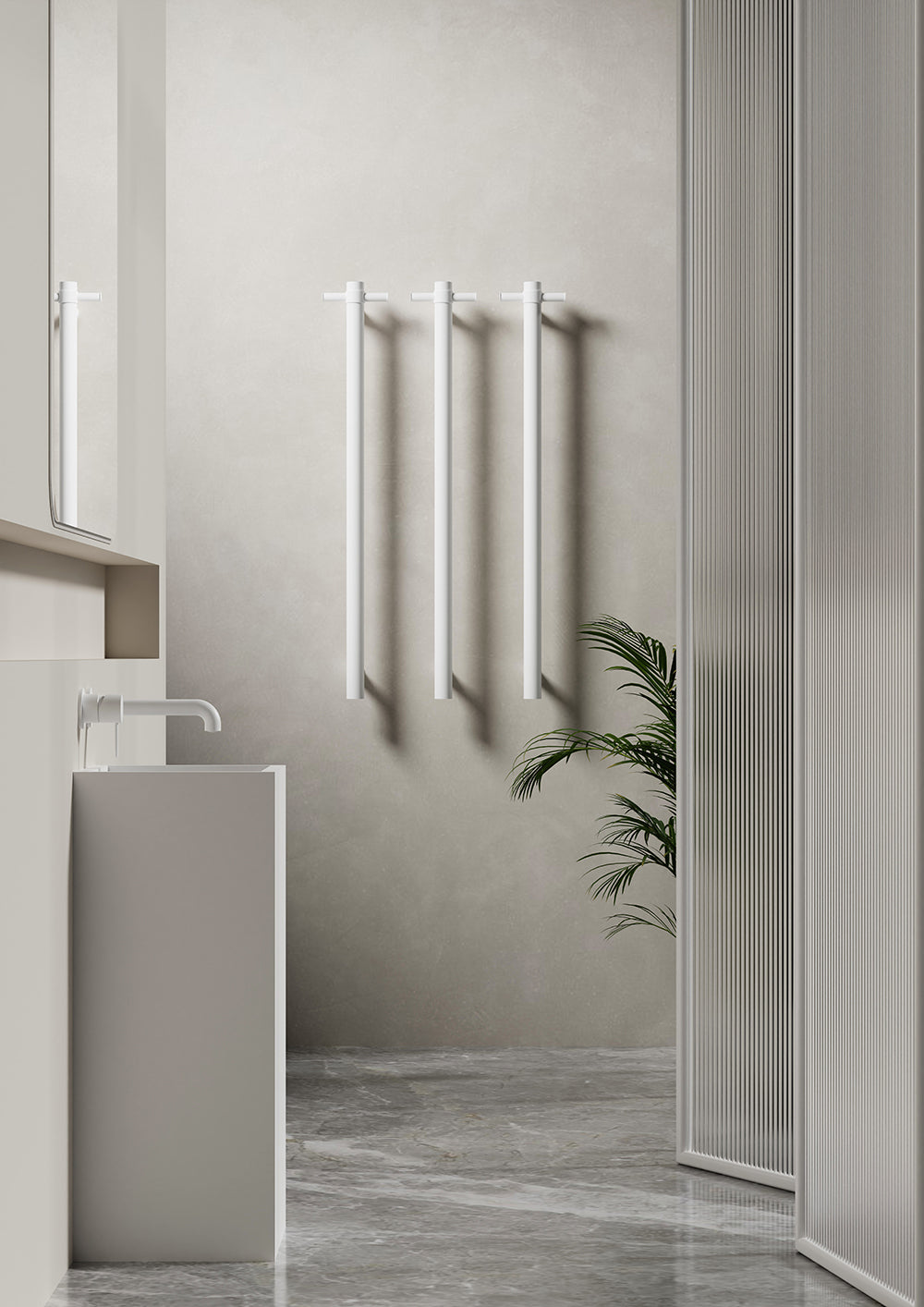 HEATED VERTICAL TOWEL RAIL MATTE WHITE