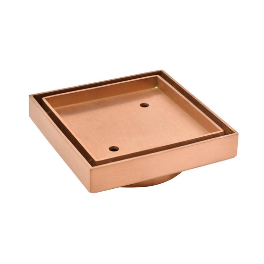 Rose Gold Slim Square Tile Insert Floor Drain (90mm outlet)D444RG