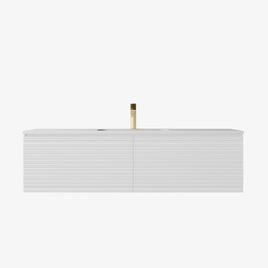 Sedona Matte White Fluted Wall Hung PVC Cabinet LK-MS1521W-MW