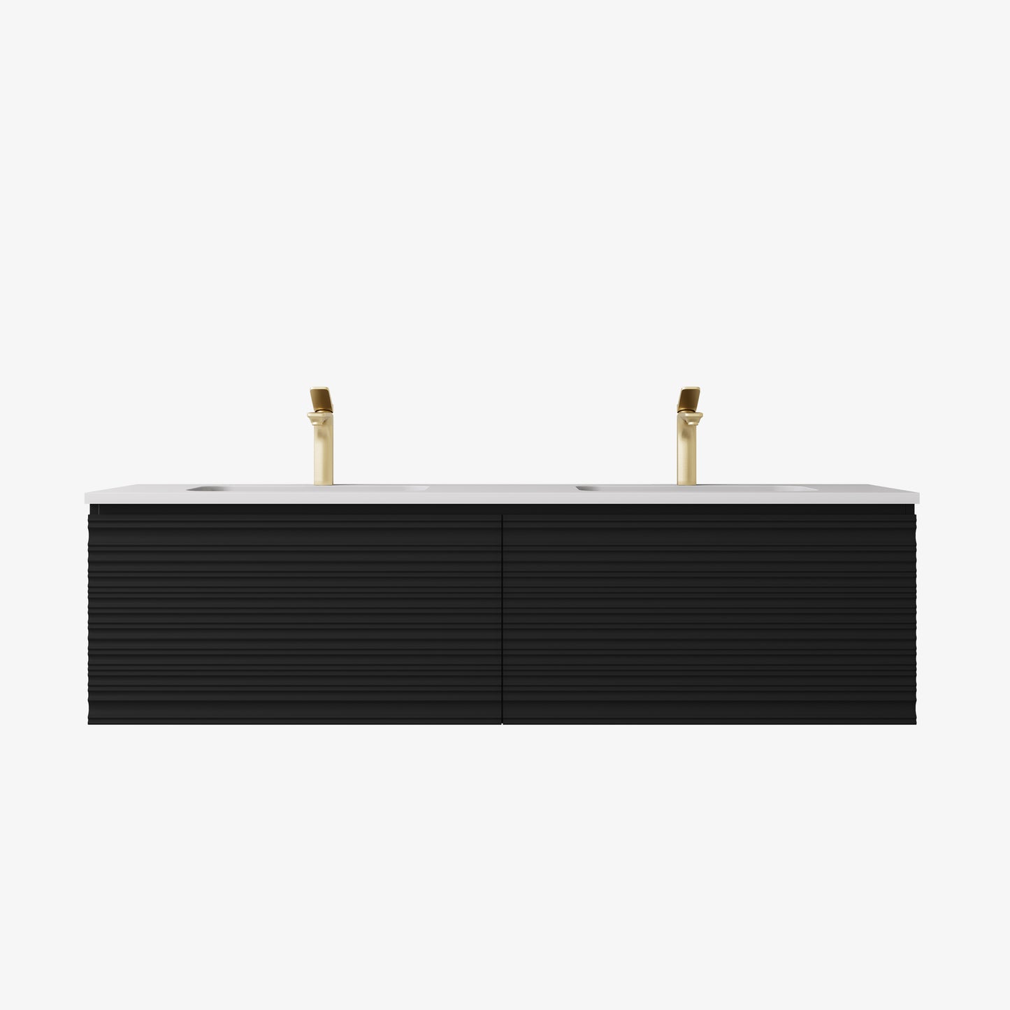 Sedona Matte Black Fluted Wall Hung PVC Cabinet LK-MS1521W-MB