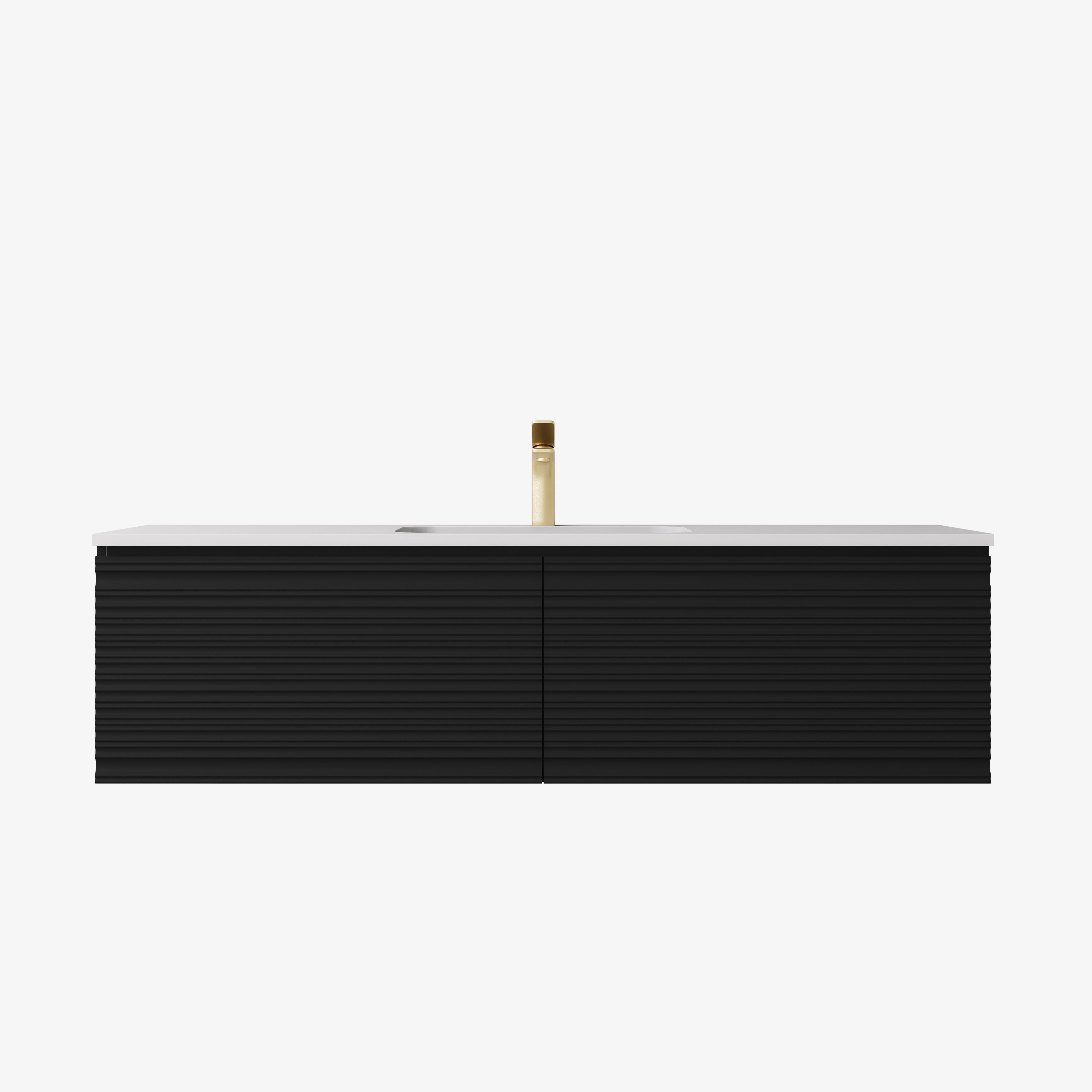 Sedona Matte Black Fluted Wall Hung PVC Cabinet LK-MS1521W-MB