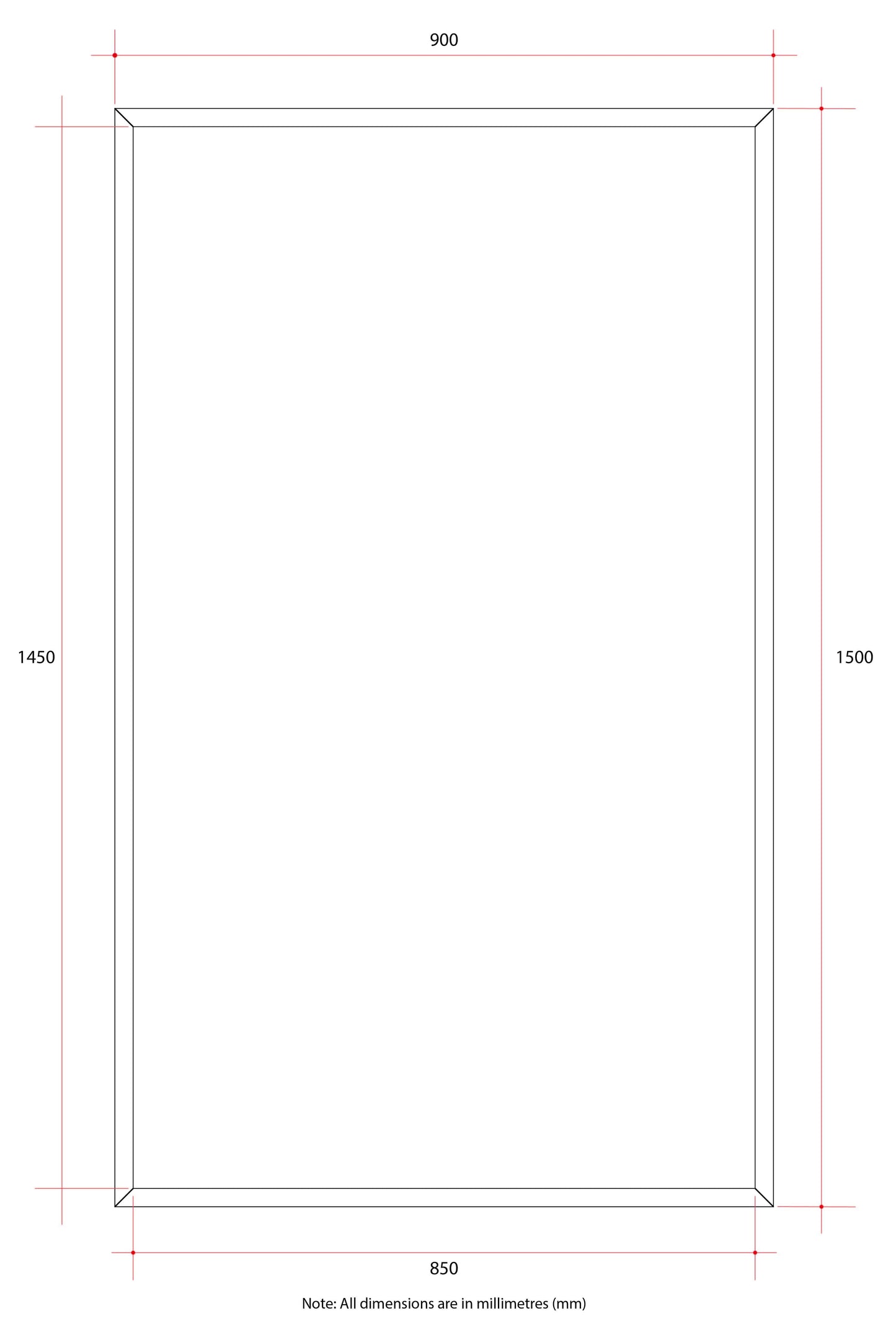 JS1590GT Rectangle Polished Edge Mirror