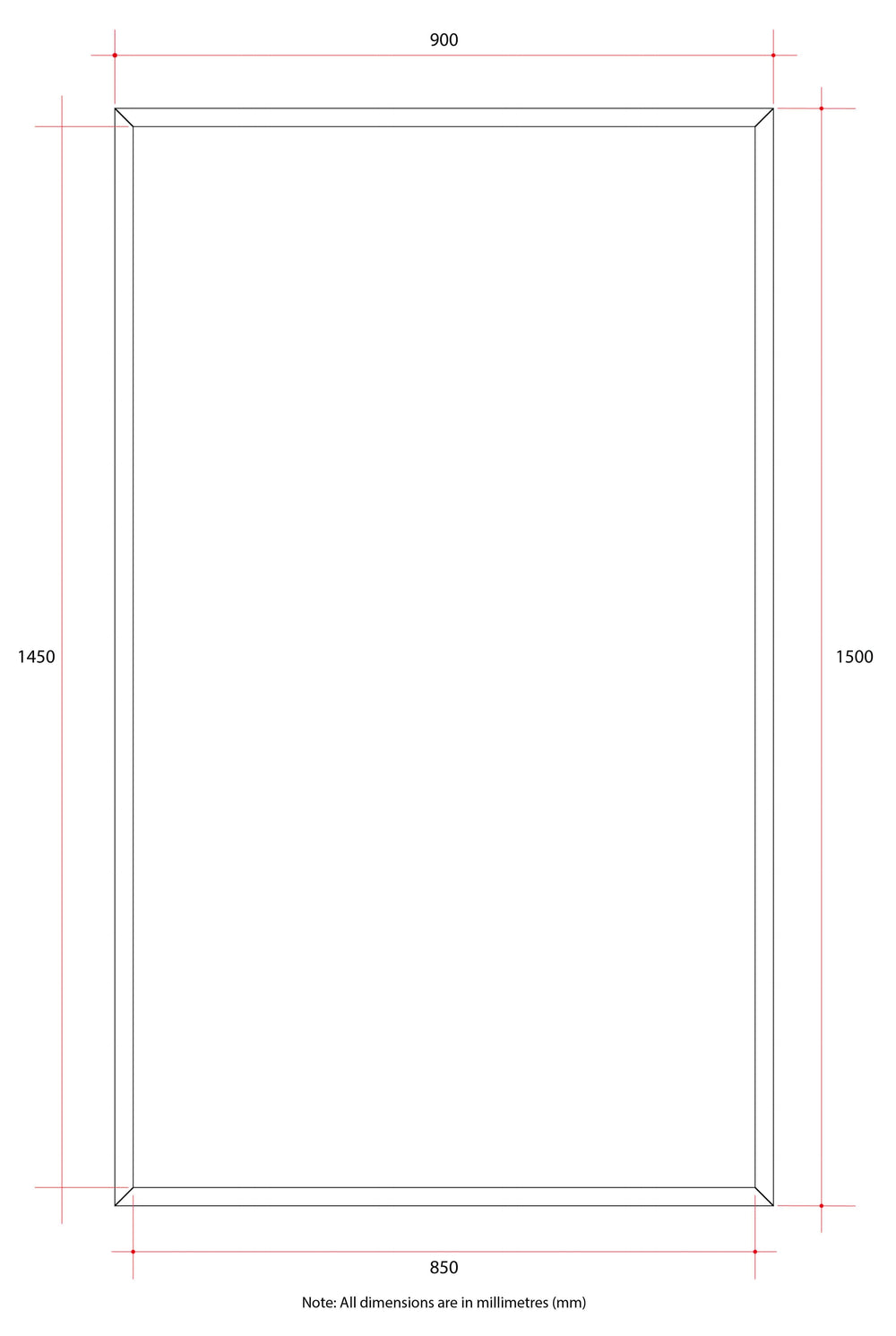 JS1590GT Rectangle Polished Edge Mirror